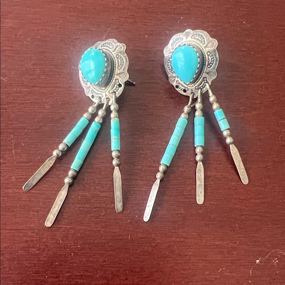 Turquoise and Silver Bohemian Earrings